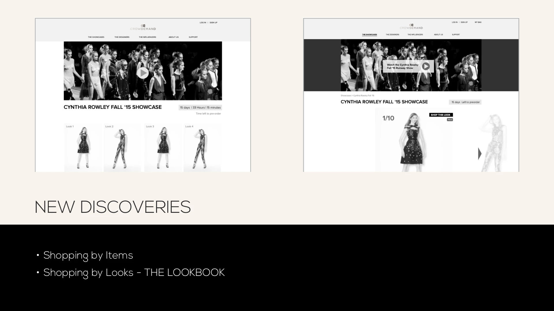View of Crowdemand's new shop by the lookbook based on new wireframes