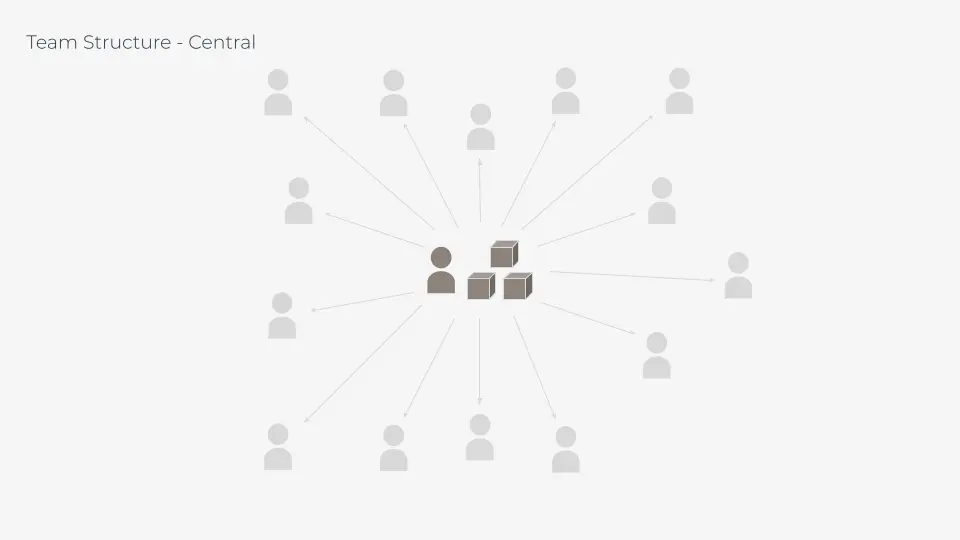 View of diagram of team structure central, based on Nathan Curtis' presentation