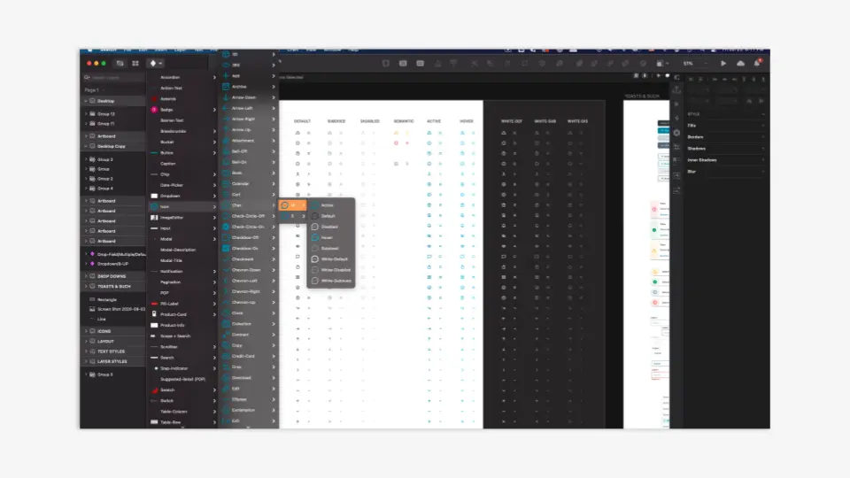 View of JOOR's Design System v2 Icons page, showing multiple levels